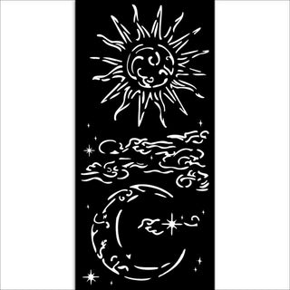 Thick Stencil 12 x 25 cm - Masquerade - Sun And Moon från Stamperia. Stencil med sol, måne och moln. - Tidformera