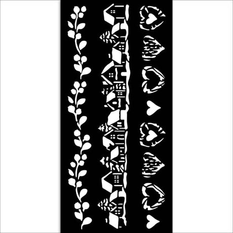Thick Stencil 12 x 25 cm - The Owl's House - 3 stripes - 2 - Stamperia - Tidformera