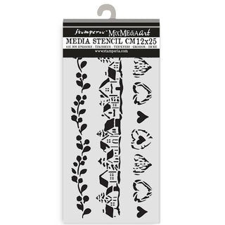 Thick Stencil 12 x 25 cm - The Owl's House - 3 stripes - 1 - Stamperia - Tidformera