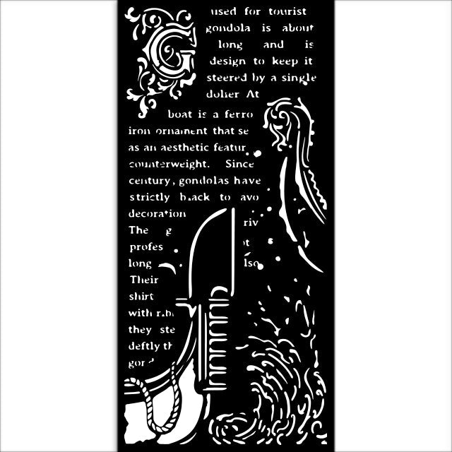 Thick Stencil 12 x 25 cm - Venice City of Art - Gondola - 2 - Stamperia - Tidformera