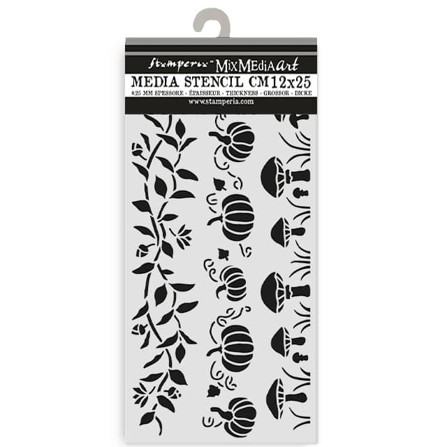 Thick Stencil 12 x 25 cm - Whispering Woods - 3 Stripes - 1 - Stamperia - Tidformera