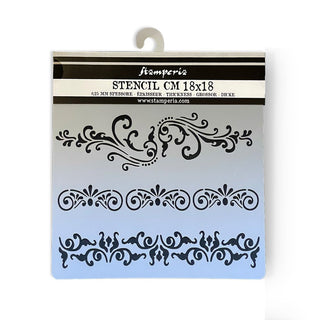 Thick Stencil 18 x 18 cm - Around the World - Borders - 1 - Stamperia - Tidformera