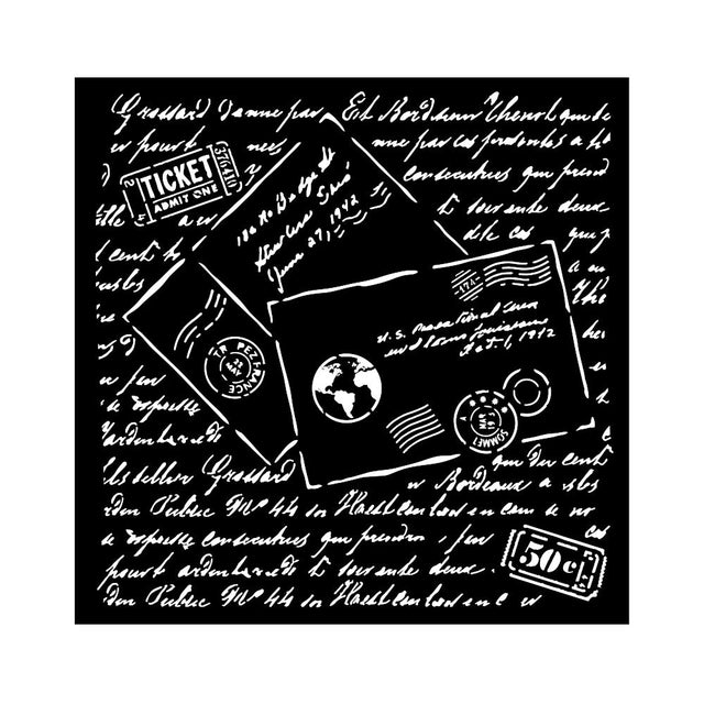 Thick Stencil 18 x 18 cm - Around the World - Letters - Stamperia - Tidformera