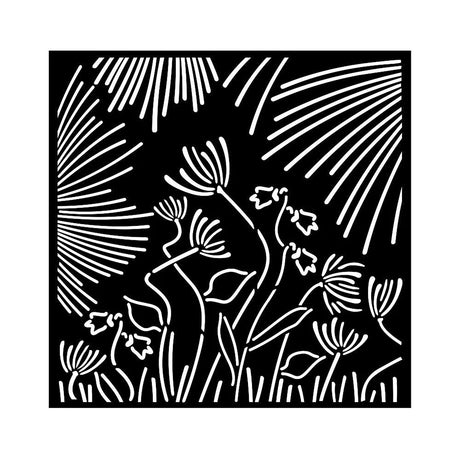 Thick Stencil 18 x 18 cm - Forest - Abstract Flowers - Stamperia - Tidformera