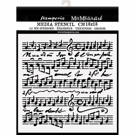 Thick Stencil 18 x 18 cm - Music Scores - Stamperia - Tidformera