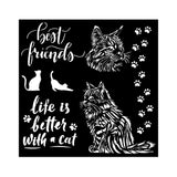 Thick Stencil 18 x 18 cm - Orchids and Cats - Best Friends - Stamperia - Tidformera