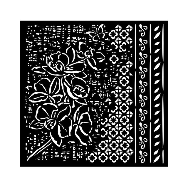 Thick Stencil 18 x 18 cm - Orchids and Cats - Orchid Pattern - Stamperia - Tidformera