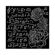 Thick Stencil 18 x 18 cm - Precious - Music and Peony - 1 - Stamperia - Tidformera