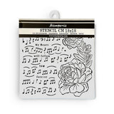 Thick Stencil 18 x 18 cm - Precious - Music and Peony - Stamperia - Tidformera