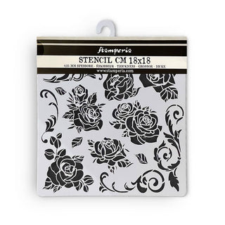 Thick Stencil 18 x 18 cm - Shabby Rose - Rose Pattern - 1 - Stamperia - Tidformera