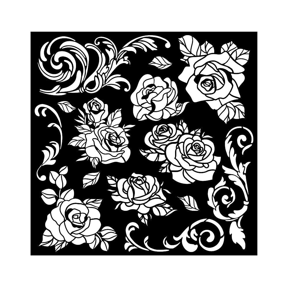 Thick Stencil 18 x 18 cm - Shabby Rose - Rose Pattern - Stamperia - Tidformera