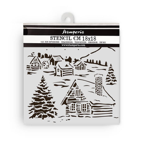 Thick Stencil 18 x 18 cm - The Owl's House - Cottage - 1 - Stamperia - Tidformera