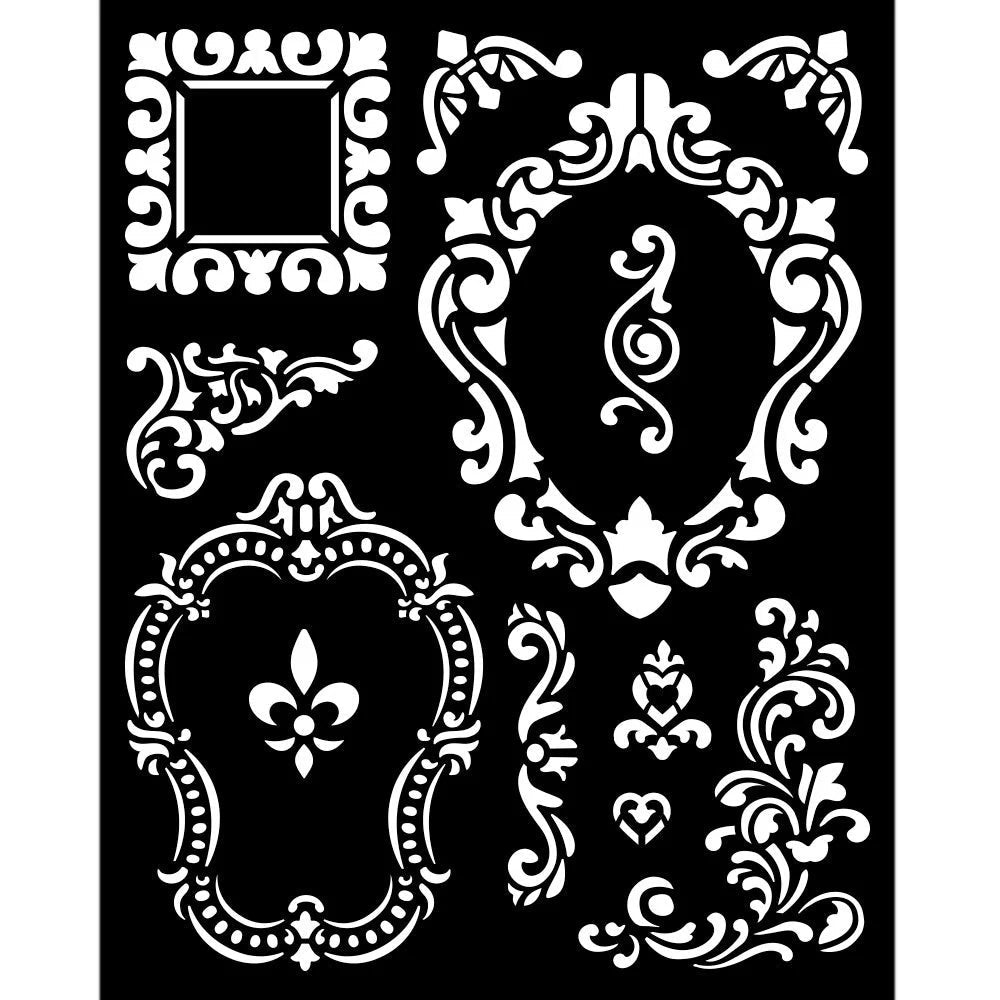 Thick Stencil 20 x 25 cm - Alice Frames - 1 - Stamperia - Tidformera