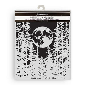 Thick Stencil 20 x 25 cm - Herbarium Silvae - Moon in the Forest - 1 - Stamperia - Tidformera