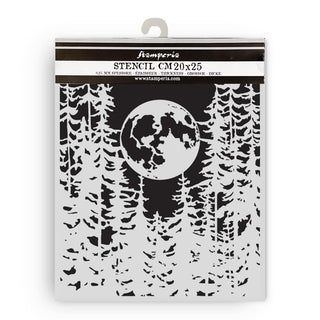 Thick Stencil 20 x 25 cm - Herbarium Silvae - Moon in the Forest - 1 - Stamperia - Tidformera