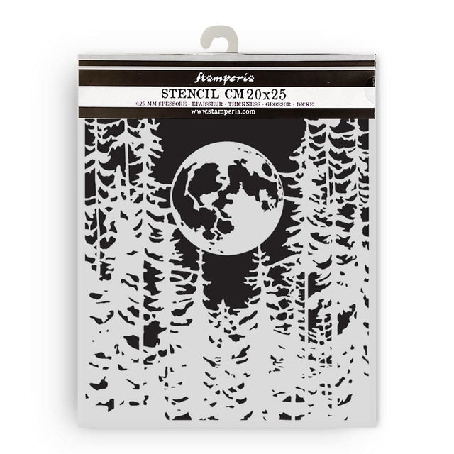 Thick Stencil 20 x 25 cm - Herbarium Silvae - Moon in the Forest - 1 - Stamperia - Tidformera