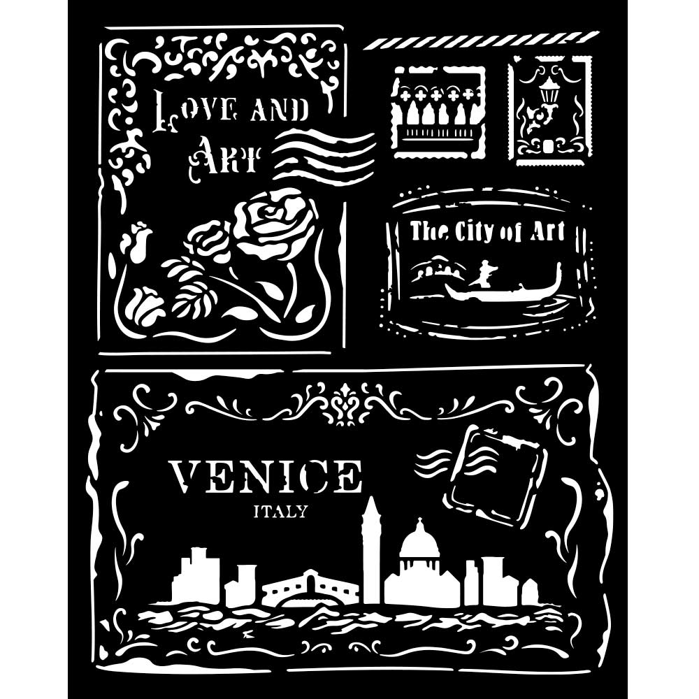 Thick Stencil 20 x 25 cm - Venice City of Art - Cards - 2 - Stamperia - Tidformera