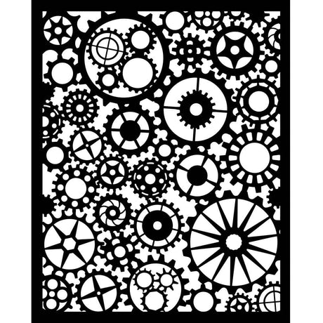 Thick Stencil 20 x 25 cm - Voyages Fantastiques - Gears Pattern - 2 - Stamperia - Tidformera