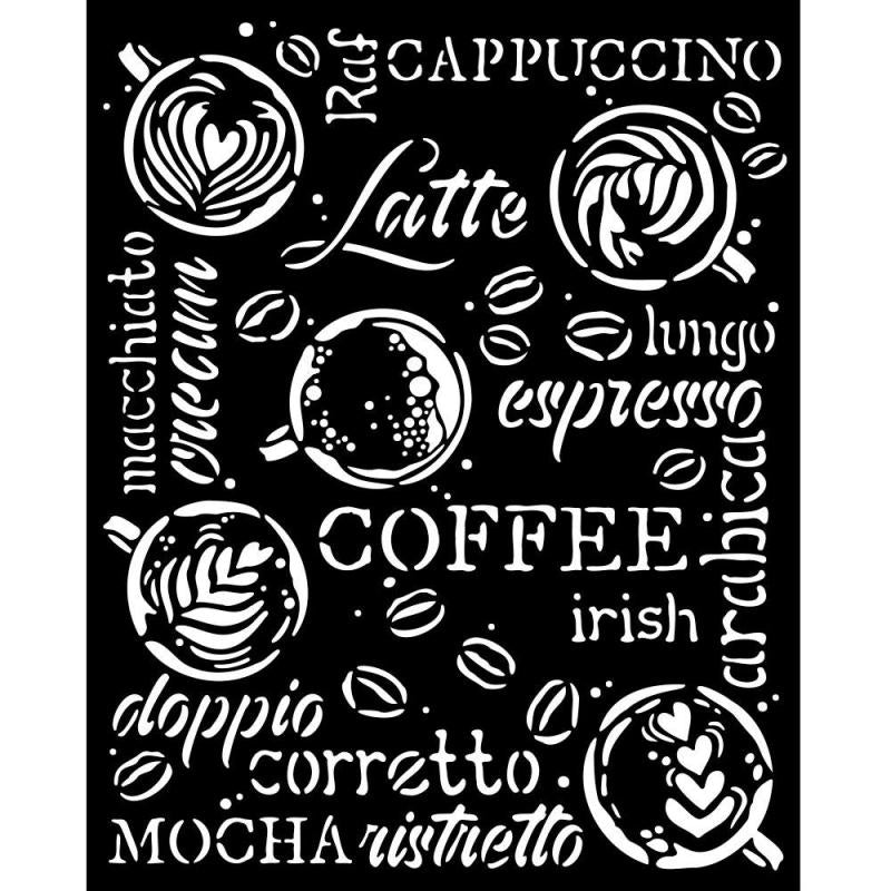 Thick Stencil 20 x 25cm - Coffee and Chocolate - Cappuccino - Stamperia - Tidformera