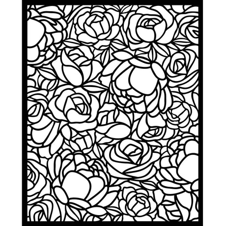 Thick Stencil 20 x 25 cm - Romance Forever - Rose Pattern - 1 - Stamperia - Tidformera