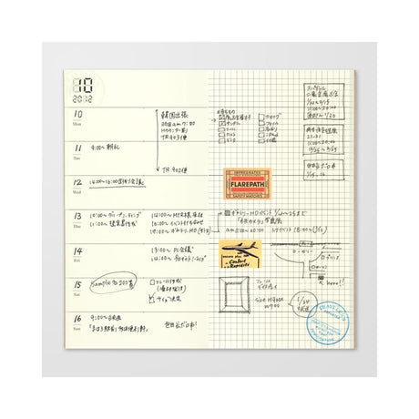 TN Regular Refill 019. Free Diary Weekly + Memo - 2 - Traveler's Company - Tidformera