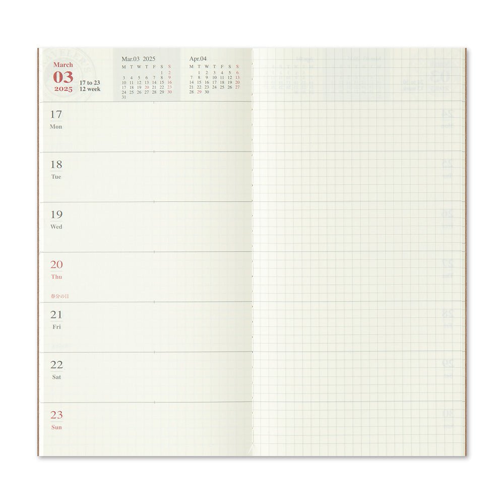 TRC 2025 Weekly + Memo Diary Regular size - Traveler's Company - Tidformera