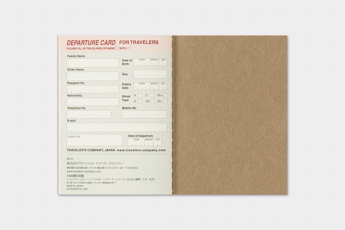 TRC 2026 Weekly Diary Passport size - 7 - Traveler's Company - Tidformera