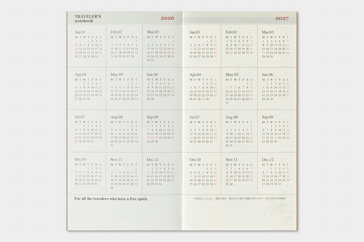 TRC 2026 Weekly + Memo Diary Regular size - 4 - Traveler's Company - Tidformera