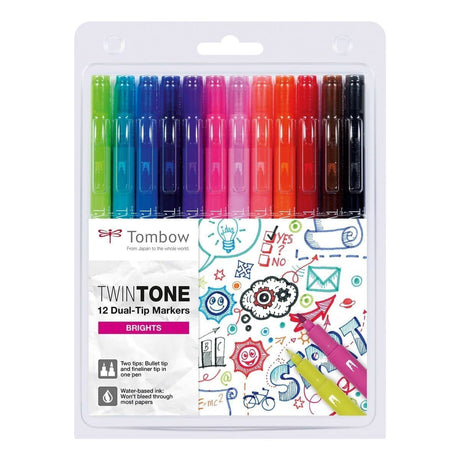 TWINTONE Dual - tip markers 12 - pack - Brights - 1 - Tombow - Tidformera