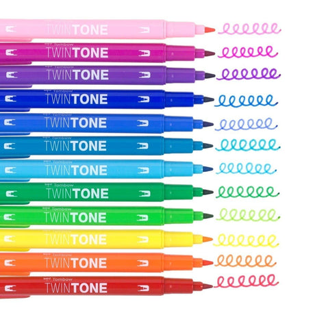 TWINTONE Dual - tip markers 12 - pack - Rainbow - 2 - Tombow - Tidformera