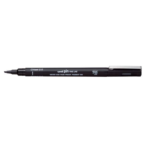 Uni Pin Chisel Pen Black - 2,0 - 1 - Uni Mitsubishi Pencil - Tidformera
