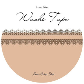 Washi tape 10 mm - Lace - Coffee Brown - 1 - Lana's Scrap Shop - Tidformera