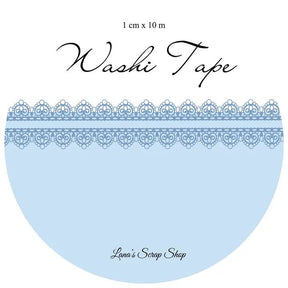 Washi tape 10 mm - Lace - Denim Blue - 1 - Lana's Scrap Shop - Tidformera