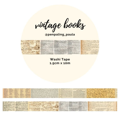 Washi tape 15 mm - Penpaling Paula - Vintage Books - 1 - Penpaling Paula - Tidformera