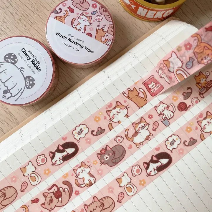 Washi tape 21 Cats party - 2 - Cherry Rabbit - Tidformera