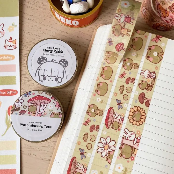 Washi tape 23 Frog friends - 1 - Cherry Rabbit - Tidformera