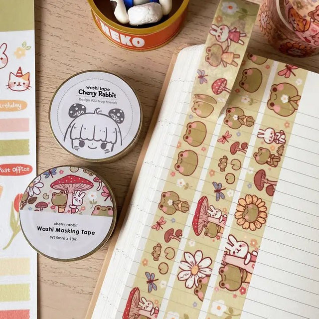 Washi tape 23 Frog friends - 1 - Cherry Rabbit - Tidformera