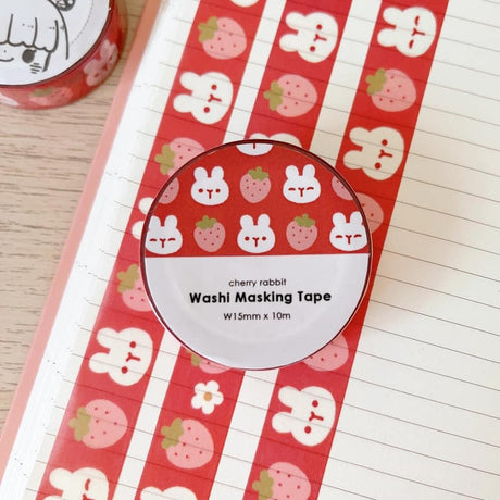 Washi tape 31 Strawberry rabbit - 1 - Cherry Rabbit - Tidformera