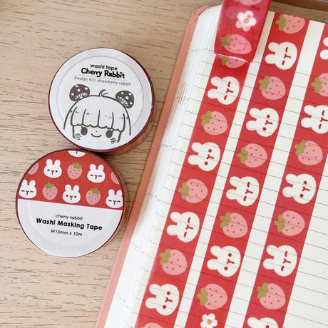 Washi tape 31 Strawberry rabbit - 2 - Cherry Rabbit - Tidformera