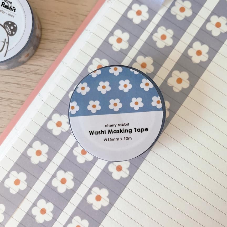 Washi tape 34 Daisy - Blue - 1 - Cherry Rabbit - Tidformera