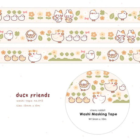 Washi tape 43 Duck friends - 1 - Cherry Rabbit - Tidformera