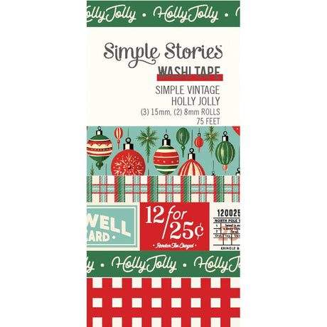 Washi Tape 5 - pack - Simple Vintage Holly Jolly - 1 - Simple Stories - Tidformera