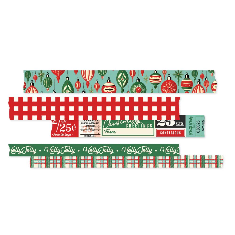 Washi Tape 5 - pack - Simple Vintage Holly Jolly - 2 - Simple Stories - Tidformera