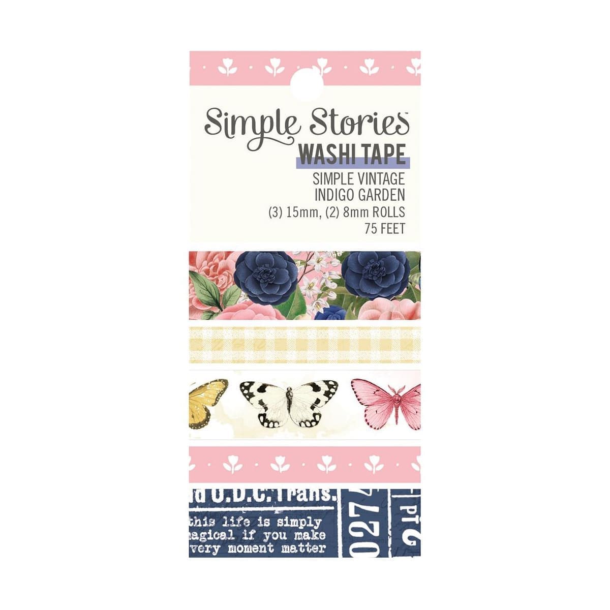 Washi Tape 5 - pack - Simple vintage Indigo garden - 4 - Simple Stories - Tidformera