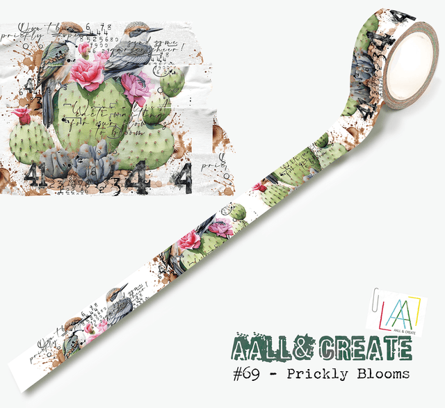 Washi tape #69 Bipasha BK - Prickly Blooms - Aall & Create - Tidformera