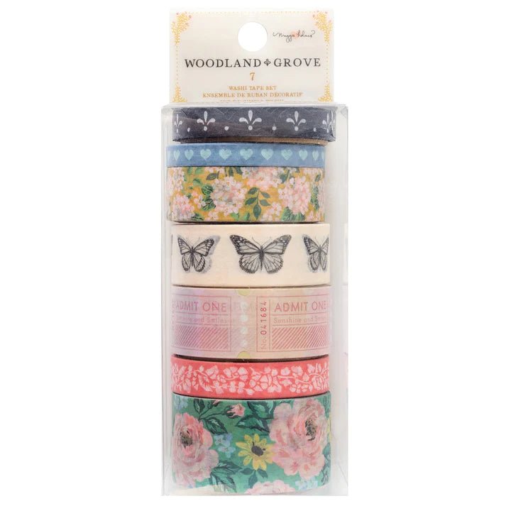 Washi tape 7-pack Maggie Holmes - Woodland Groove - American Crafts - Tidformera