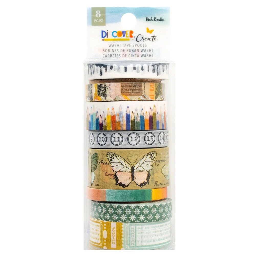 Washi tape 8-pack Vicki Boutin - Discover create - American Crafts - Tidformera