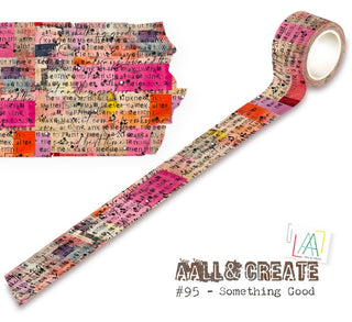 Washi tape #95 Bipasha BK - Something good - Dekorationstejp från Aall & Create med kollagemotiv med text- Tidformera