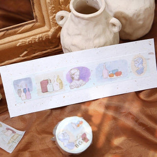 Dekorationstejp med staty och flaskor.  Washi Tape Art Tour - Still Life från BGM - Tidformera