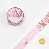 Rosa dekorationstejp med tulpaner. Washi Tape Blossom - Pink Almond från BGM - Tidformera